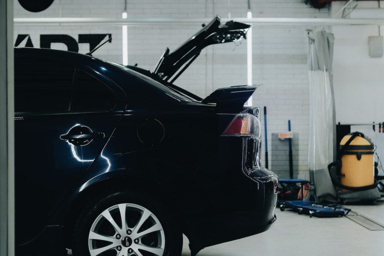 A Black Car in a Garage