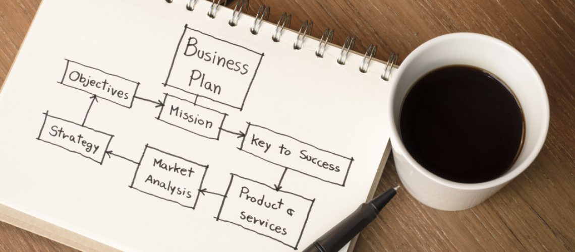 business plan concept on a notebook